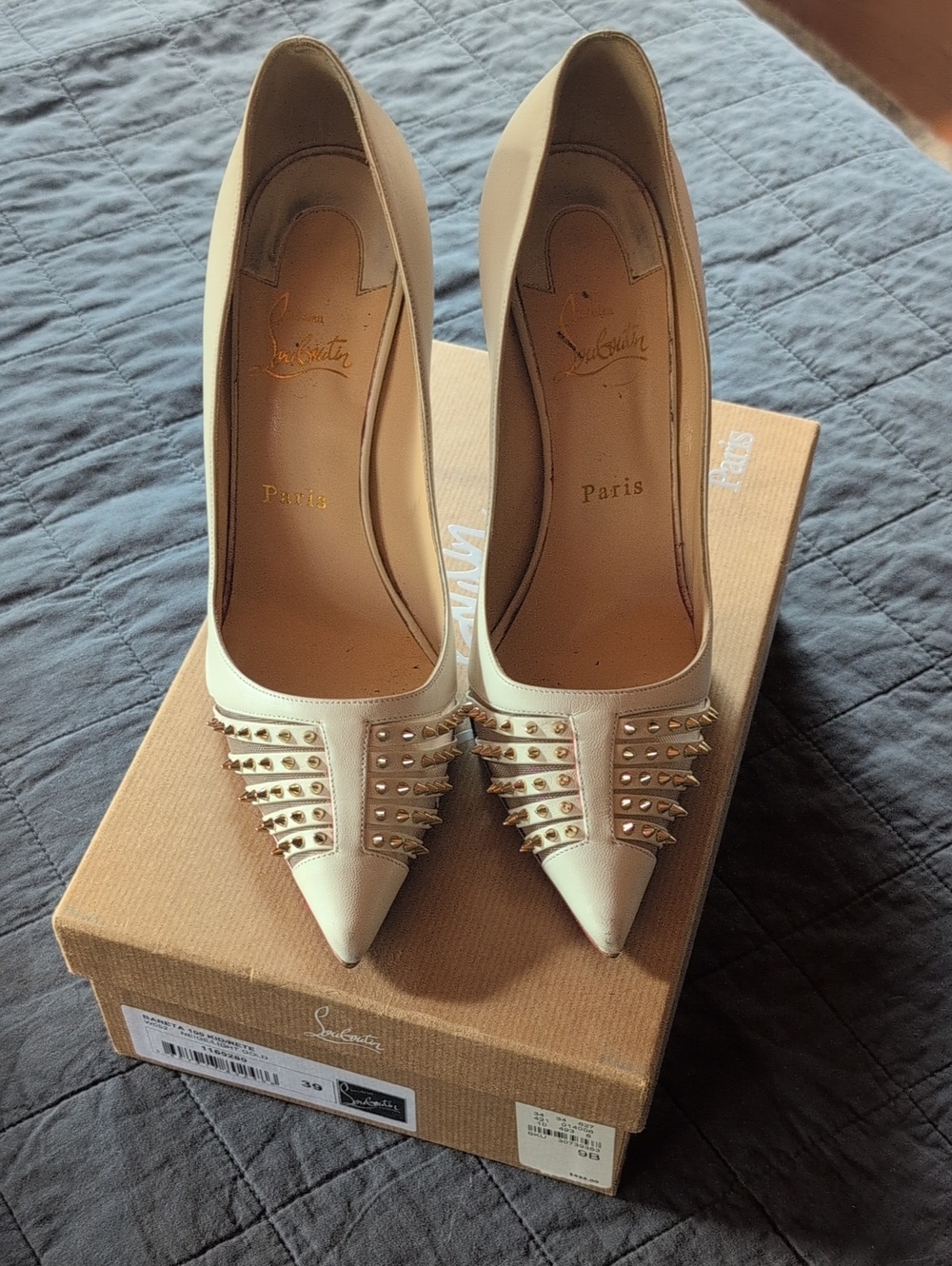 Christian Louboutin Cream Bareta 100 KID/Rete